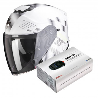 Jet Scorpion Exo S1 Gravity Pearl White Silver + Kit Bluetooth Sena SMH5