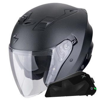 Jet Scorpion Exo Z1 Black Pearl Matt + Bluetooth-Kit Exo-Com Link-1C