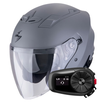 Jet Scorpion Exo Z1 Cement Grey Matt + Kit Bluetooth 5S Solo