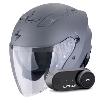 Jet Scorpion Exo Z1 Cement Grey Matt + Kit Bluetooth Lokui K30