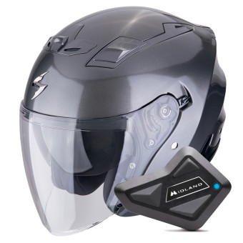 Casque Jet Scorpion Exo Z1 Metal Grey + Kit Bluetooth BT Mini Casque Jet Scorpion Exo Z1 Metal Grey + Kit Bluetooth BT Mini