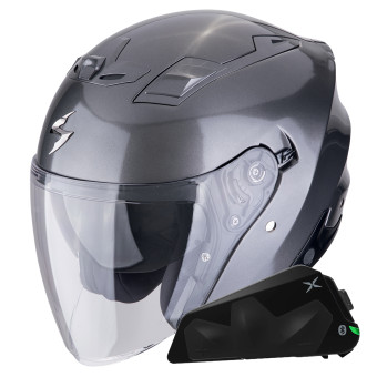 Jet Scorpion Exo Z1 Metal Grey + Bluetooth-Kit Exo-Com Link-1C