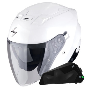 Jet Scorpion Exo Z1 Pearl White + Bluetooth-Kit Exo-Com Link-1C