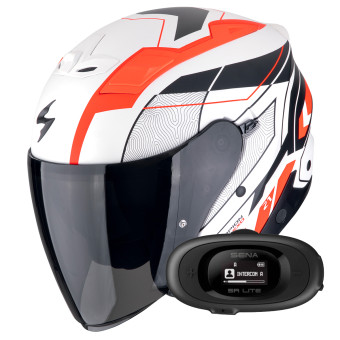 Jet Scorpion Exo Z1 Vue Matt White Red Black + Kit bluetooth 5R Lite Solo