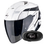 Casque Jet Scorpion Exo Z1 Vue White Black Silver + Kit bluetooth 5R Lite Solo