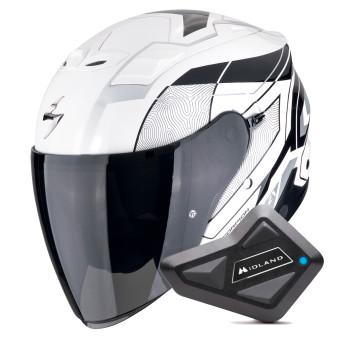 Jet Scorpion Exo Z1 Vue White Black Silver + Kit Bluetooth BT Mini