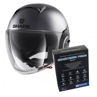 Jet Shark Nano Street Neon Charcoal Grey Matt Black + Kit Bluetooth Sharktooth Pri