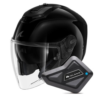 Jet Shark RS JET Blank BLK + Kit Bluetooth BT Mini Single
