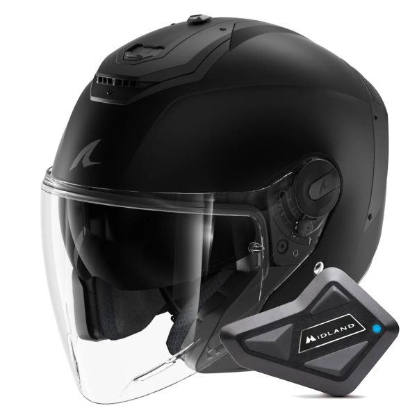 Jet Shark RS JET Blank Mat KMA + Kit Bluetooth BT Mini Jet Shark RS JET Blank Mat KMA + Kit Bluetooth BT Mini