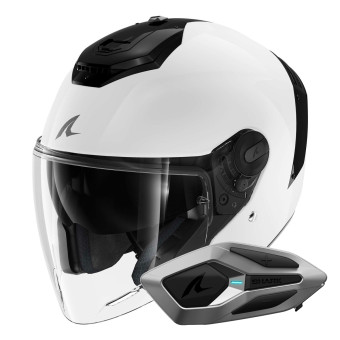 Casque Jet Shark RS JET Blank WHU + Kit Bluetooth Sena for Shark Mesh Solo