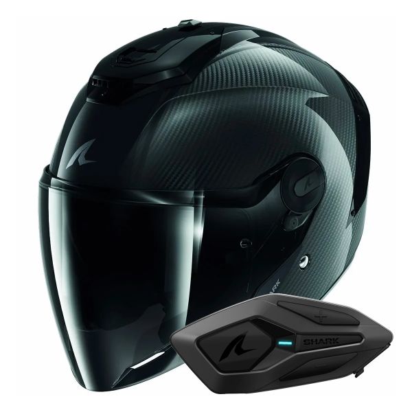 Jet Shark RS JET Carbon Blank DKD + Kit Bluetooth Sena for Shark Solo