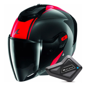 Jet Shark RS JET Carbon Blank DRD + Kit Bluetooth BT Mini