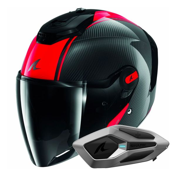 Jet Shark RS JET Carbon Blank DRD + Kit Bluetooth Sena for Shark Mesh Solo