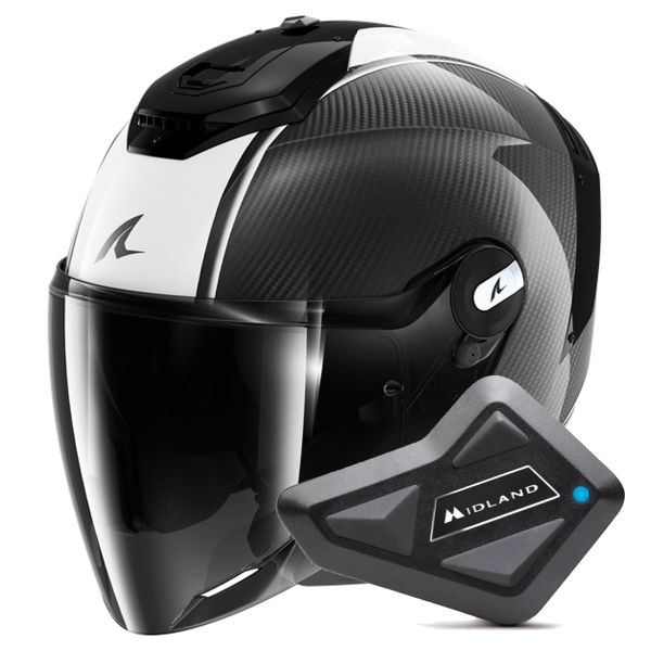 Jet Shark RS JET Carbon Blank DWK + Kit Bluetooth BT Mini Single