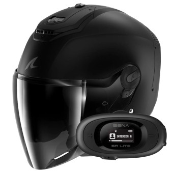 Casque Jet Shark RS JET Carbon Dark Shadow DMA + Kit bluetooth 5R Lite Solo Casque Jet Shark RS JET Carbon Dark Shadow DMA + Kit bluetooth 5R Lite Solo