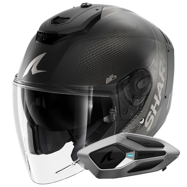 Jet Shark RS JET Carbon Speed-Tech Mat DAK + Kit Bluetooth Sena for Shark Mesh Sol