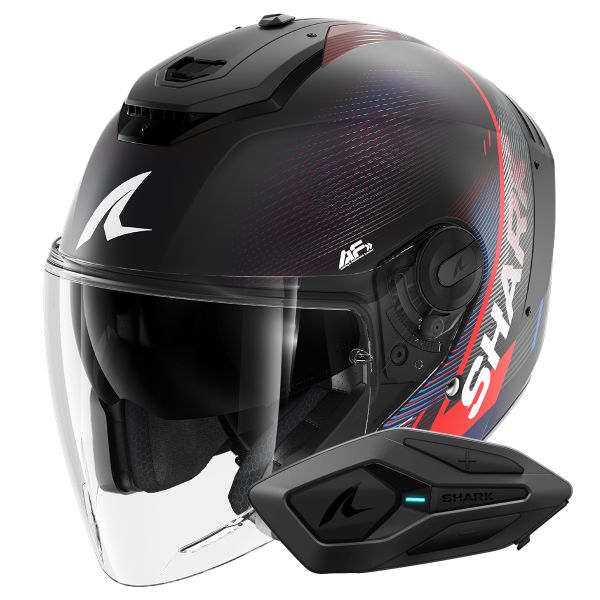 Jet Shark RS JET Carbon Speed-Tech Mat DBR + Kit Bluetooth Sena for Shark Solo