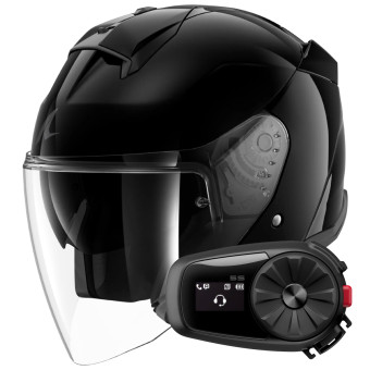 Casque Jet Shark Skwal Jet Blank BLK + Kit Bluetooth 5S Solo Casque Jet Shark Skwal Jet Blank BLK + Kit Bluetooth 5S Solo