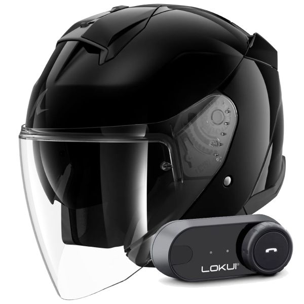 Jet Shark Skwal Jet Blank BLK + Kit Bluetooth Lokui K30