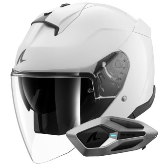 Jet Shark Skwal Jet Blank W05 + Kit Bluetooth Sena for Shark Mesh Solo