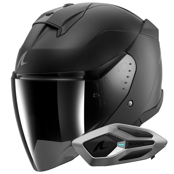 Jet Shark Skwal i3 Jet Blank Mat KMA + Kit Bluetooth Sena for Mesh Solo