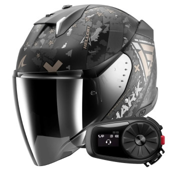 Jet Shark Skwal i3 Jet Hellcat Mat KUA + Kit Bluetooth 5S Solo