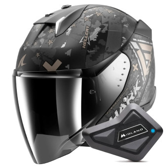 Jet Shark Skwal i3 Jet Hellcat Mat KUA + Kit Bluetooth BT Mini