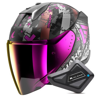 Jet Shark Skwal i3 Jet Hellcat Mat KUV + Kit Bluetooth BT Mini