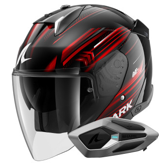 Jet Shark Skwal i3 Jet Light-Blur KRW + Kit Bluetooth Sena for Mesh Solo