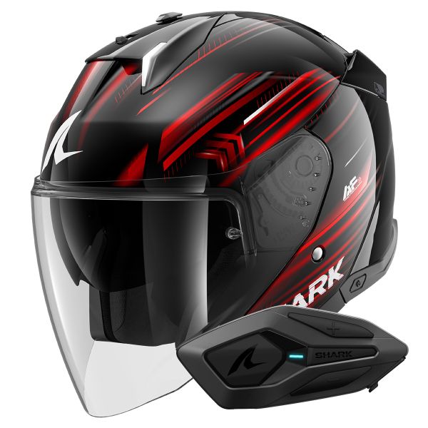 Jet Shark Skwal i3 Jet Light-Blur KRW + Kit Bluetooth Sena for Shark Solo