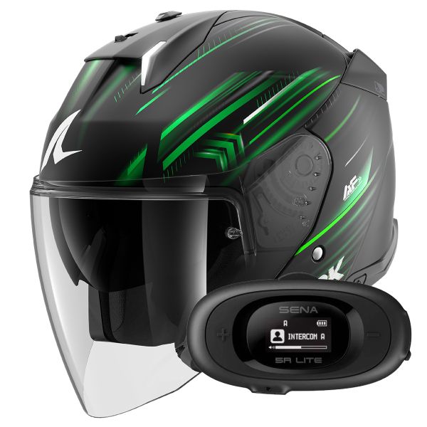 Jet Shark Skwal i3 Jet Light-Blur Mat KGW + Kit bluetooth 5R Lite Solo