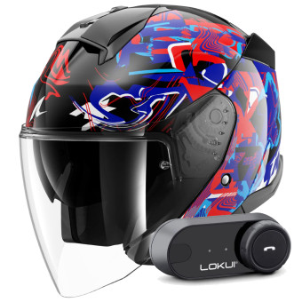Jet Shark Skwal Jet Pranz KBR + Kit Bluetooth Lokui K30