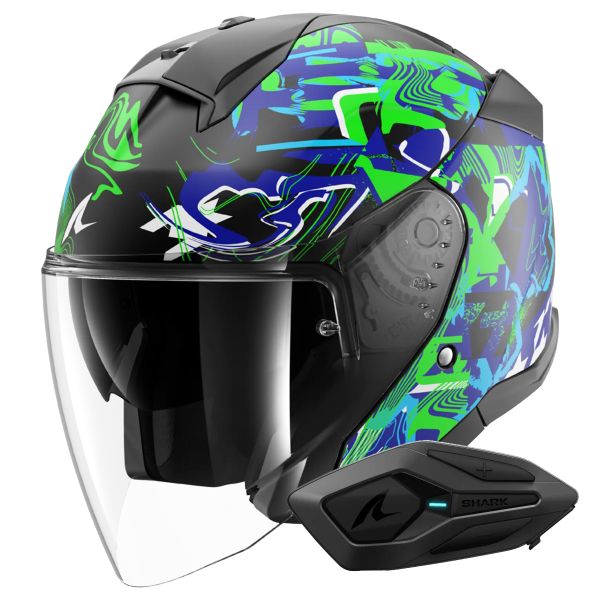 Jet Shark Skwal Jet Pranz KGB + Kit Bluetooth Sena for Shark