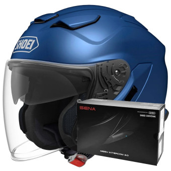 Jet Shoei J-Cruise 3 Matt Blue Metal + Intercom Sena SRL-03