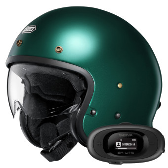 Jet Shoei J.O2 British Green + Bluetooth-Kit 5R Lite Solo