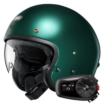 Jet Shoei J.O2 British Green + Bluetooth Kit 5S Solo