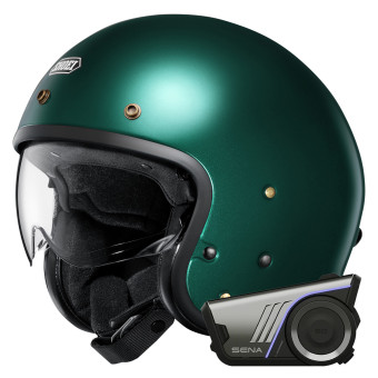 Jet Shoei J.O2 British Green + Bluetooth-Kit 60S Harman Kardon