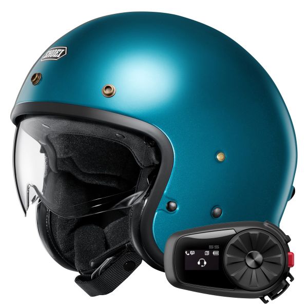 Jet Shoei J.O2 Laguna Blue + Kit Bluetooth 5S Solo