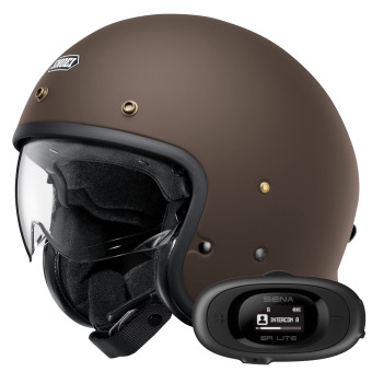 Jet Shoei J.O2 Matt Brown + Bluetooth-Kit 5R Lite Solo