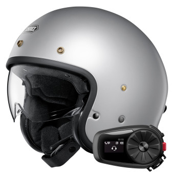 Jet Shoei J.O2 Matt Light Silver + Bluetooth Kit 5S Solo