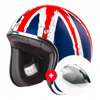 Jet Stormer Pearl Union Jack + Wyatt 3 Studs Flat Visor