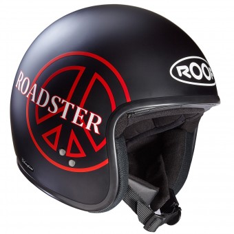 Casque Jet Roof Roadster Peace Schwarz Matt Rot Casque Jet Roof Roadster Peace Schwarz Matt Rot