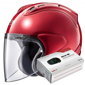 Casque Jet Arai SZ-R Vas Calm Red + Bluetooth Kit Sena SMH5 Casque Jet Arai SZ-R Vas Calm Red + Bluetooth Kit Sena SMH5