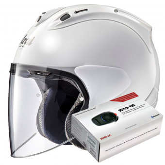 Jet Arai SZ-R Vas Diamond White + Bluetooth Kit Sena SMH5