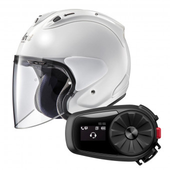 Jet Arai SZ-R Vas Frost White + Kit Bluetooth Sena 5S Solo