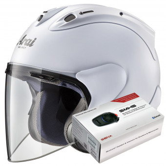Jet Arai SZ-R Vas Matt White + Bluetooth Kit Sena SMH5
