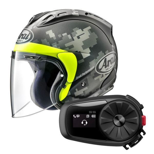 Jet Arai SZ-R Vas Mimetic Black + Kit Bluetooth Sena 5S Solo