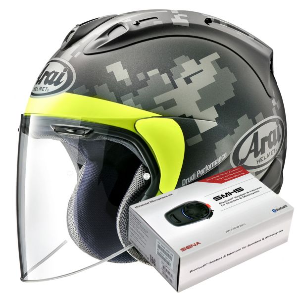 Jet Arai SZ-R Vas Mimetic Black + Bluetooth Kit Sena SMH5