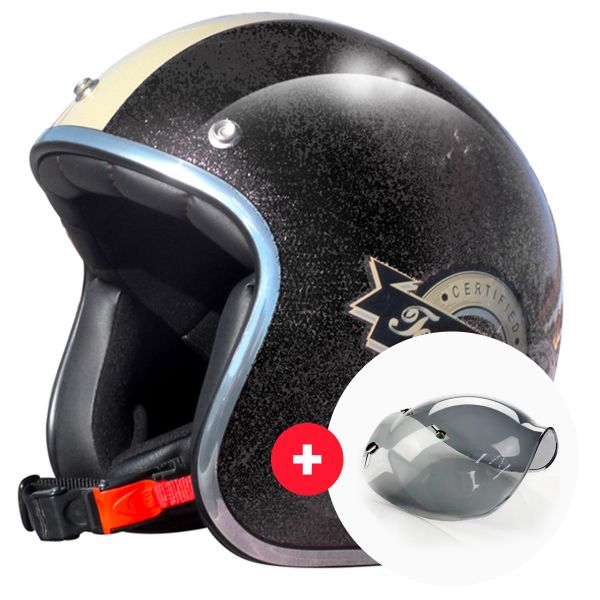 Jet Torx Wyatt Famous Glitter Black + Wyatt Bubble 3 Studs Visor