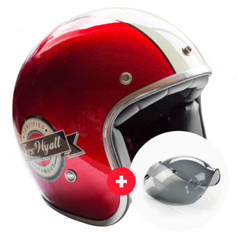 Jet Torx Wyatt Famous Glitter Red + Wyatt Bubble 3 Studs Visor